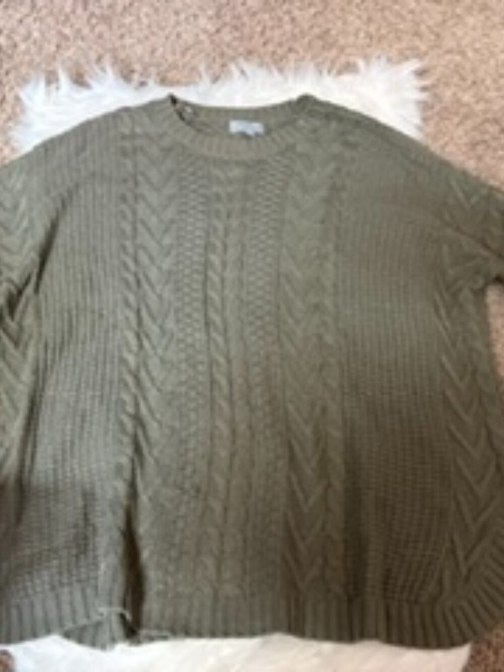 Joseph A Olive Cable Knit Sweater